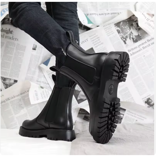 Textured Winter | Top-Grain Cowhide Chelsea Boots — Versatile Formal & Casual Style — Elegant Low-Heel Ankle Boots