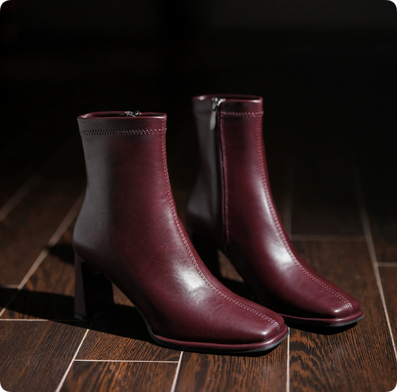 Women's Chelsea Ankle Boots — Non-Slip, Abrasion-Resistant, Chunky Heel, Square Toe, Side Zip — PU Leather All-Season Commuter Boots