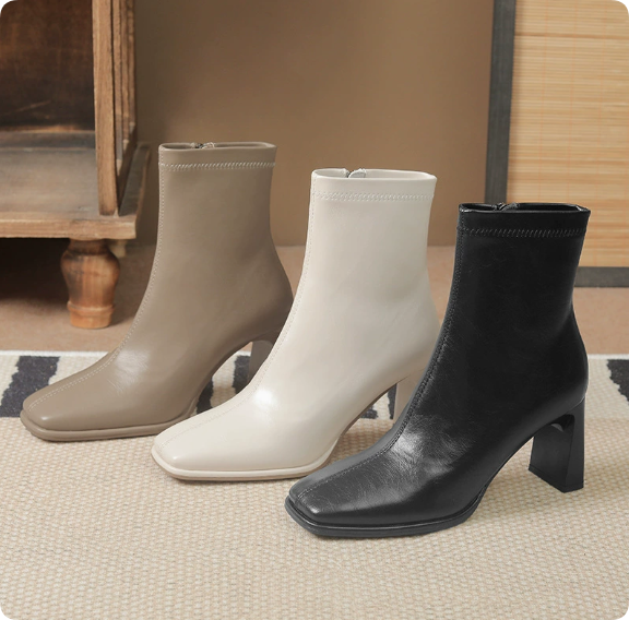 Women's Chelsea Ankle Boots — Non-Slip, Abrasion-Resistant, Chunky Heel, Square Toe, Side Zip — PU Leather All-Season Commuter Boots