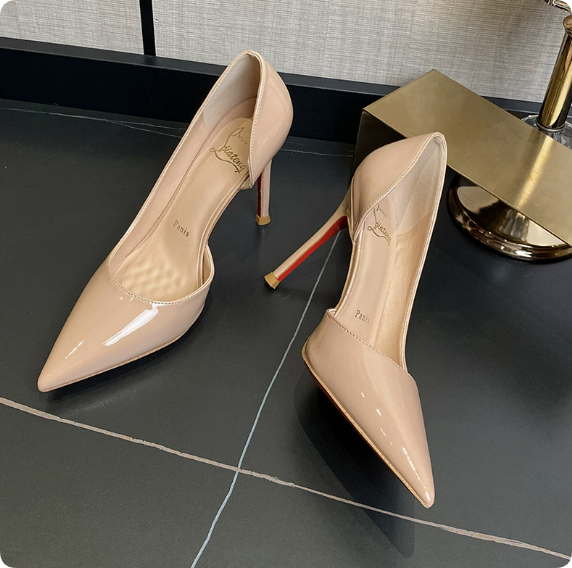 Women's Black Genuine Leather High Heels with Red Soles — Versatile Slip-on Pumps & Sandals with Slim Heels