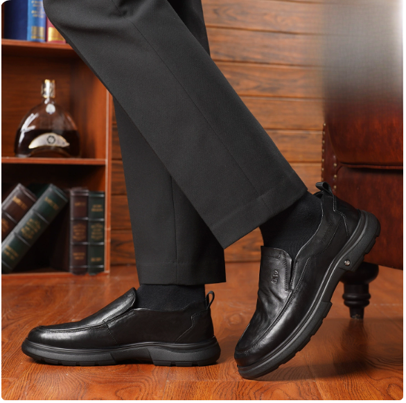 Men's Stylish Leather Casual Flats – Business-Style, Soft-Soled, Non-Slip, and Breathable – Versatile & Comfortable Leather Shoes