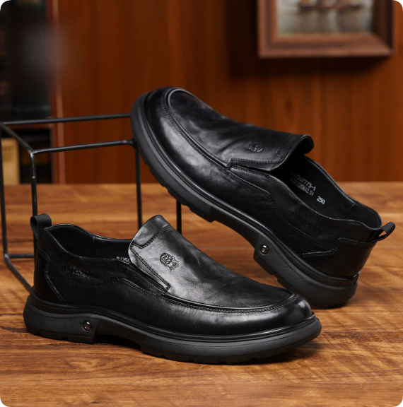 Men's Stylish Leather Casual Flats – Business-Style, Soft-Soled, Non-Slip, and Breathable – Versatile & Comfortable Leather Shoes