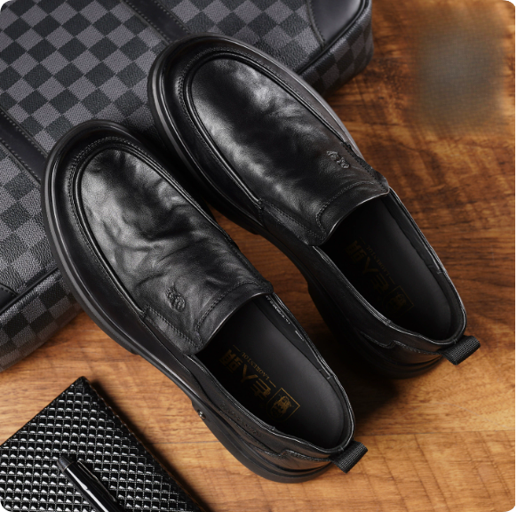 Men's Stylish Leather Casual Flats – Business-Style, Soft-Soled, Non-Slip, and Breathable – Versatile & Comfortable Leather Shoes