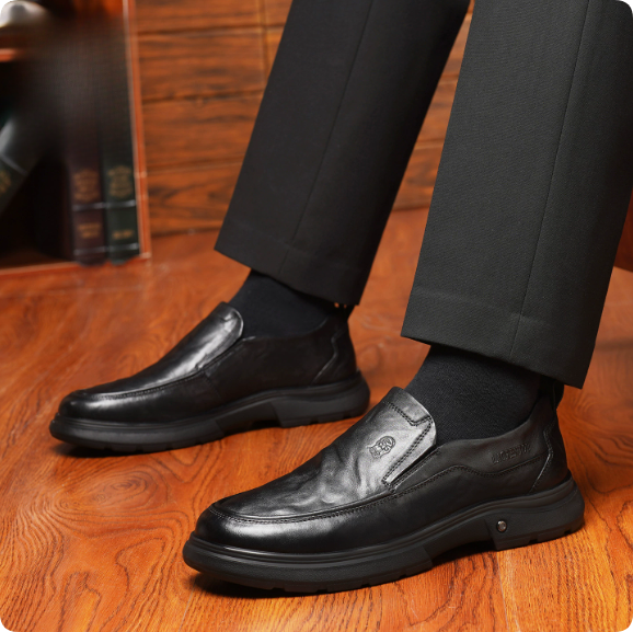 Men's Stylish Leather Casual Flats – Business-Style, Soft-Soled, Non-Slip, and Breathable – Versatile & Comfortable Leather Shoes