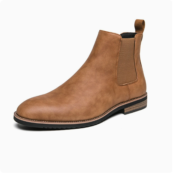 Stylish Men's Genuine Leather Short Boots — Business Formal Ankle Boots — Versatile All-Season Oxford-Style Boots