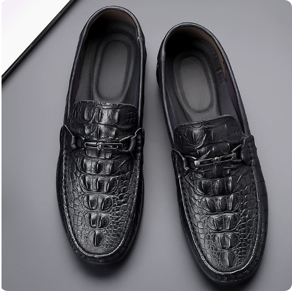 Men's Stylish Flat Casual Genuine Leather Shoes — High-Quality, Simple, and Versatile — Comfortable, Soft-Soled Slip-Ons