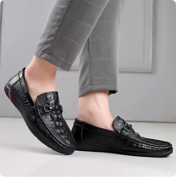 Men's Stylish Flat Casual Genuine Leather Shoes — High-Quality, Simple, and Versatile — Comfortable, Soft-Soled Slip-Ons