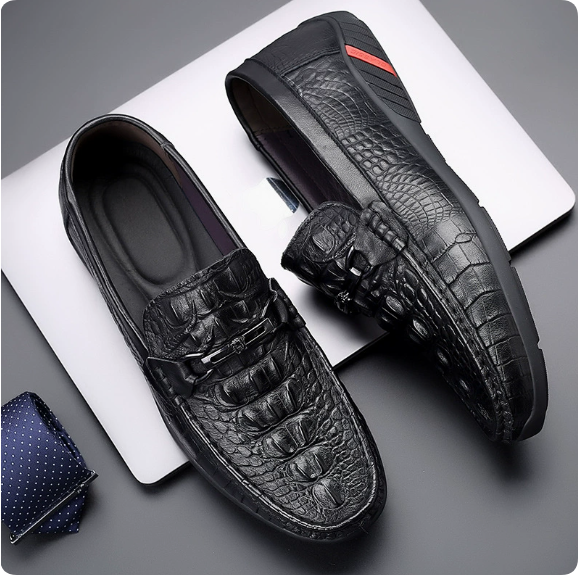 Men's Stylish Flat Casual Genuine Leather Shoes — High-Quality, Simple, and Versatile — Comfortable, Soft-Soled Slip-Ons