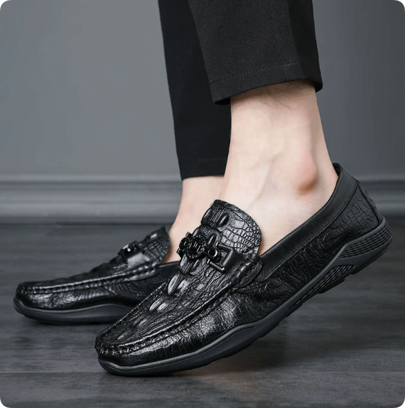 Men's Stylish Flat Casual Genuine Leather Shoes — High-Quality, Simple, and Versatile — Comfortable, Soft-Soled Slip-Ons