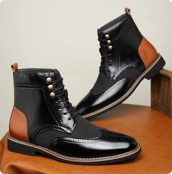 Stylish Genuine Leather Men's Work Boots — Classic, Durable Ankle Boots with a Luxurious Texture — Casual Men's Footwear