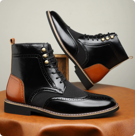 Stylish Genuine Leather Men's Work Boots — Classic, Durable Ankle Boots with a Luxurious Texture — Casual Men's Footwear