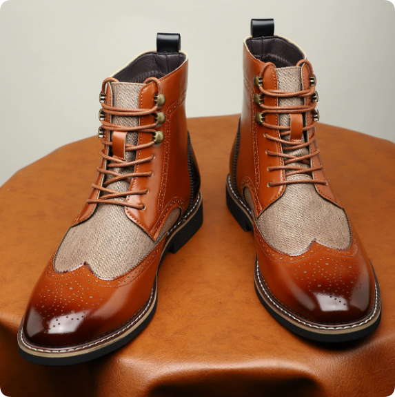 Stylish Genuine Leather Men's Work Boots — Classic, Durable Ankle Boots with a Luxurious Texture — Casual Men's Footwear