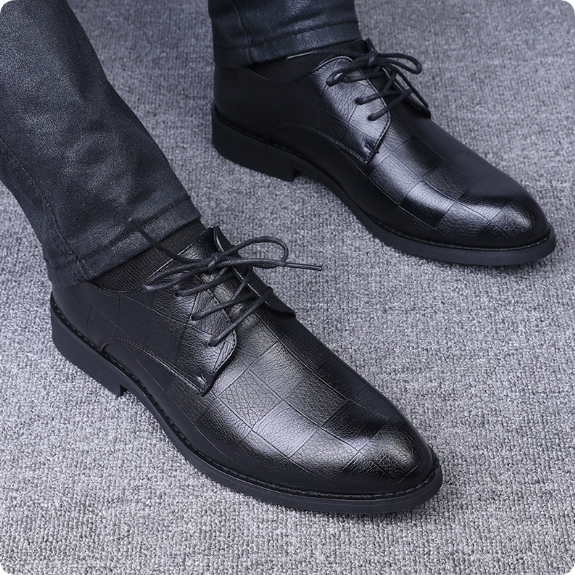 Men's Plus-Size Business Formal Leather Shoes — Pointed-Toe, Low-Top, Versatile Casual Style; Lace-Up Genuine Leather Footwear for Commuting