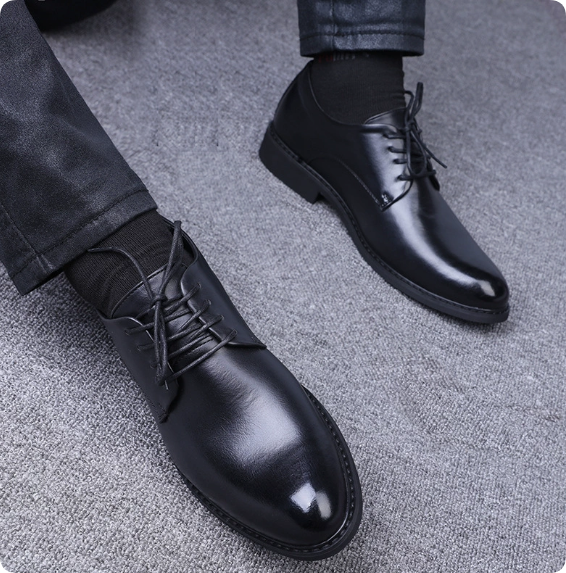 Men's Plus-Size Business Formal Leather Shoes — Pointed-Toe, Low-Top, Versatile Casual Style; Lace-Up Genuine Leather Footwear for Commuting