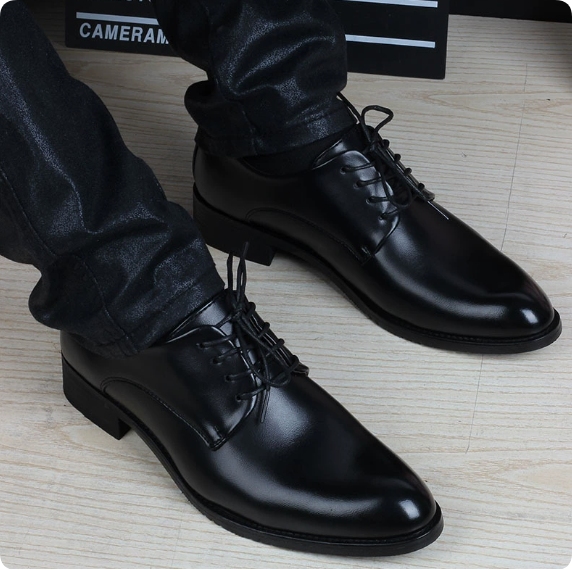 Men's Plus-Size Business Formal Leather Shoes — Pointed-Toe, Low-Top, Versatile Casual Style; Lace-Up Genuine Leather Footwear for Commuting