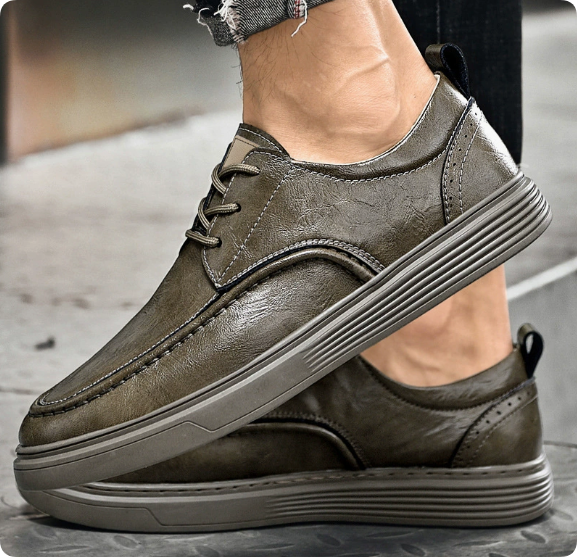 Retro-Style Men's Genuine Leather Dress Shoes — Outdoor Business-Casual, Wear-Resistant, Non-Slip, Lace-Up Commuter Footwear